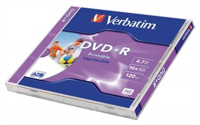 DVD+R lemez, nyomtatható, matt, ID, 4,7GB, 16x, 1 db, normál tok, VERBATIM